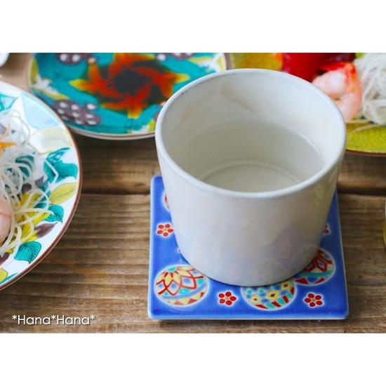 青郊 九谷焼 青郊窯 色絵角皿コースター 【縁起柄】 スクエア