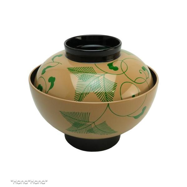 食器 和食器 漆器 お椀 おわん 蓋付き 吸物椀 雑煮椀 味噌汁椀 11.8cm ふた付き ベージュ緑シダ唐草｜hana2｜02