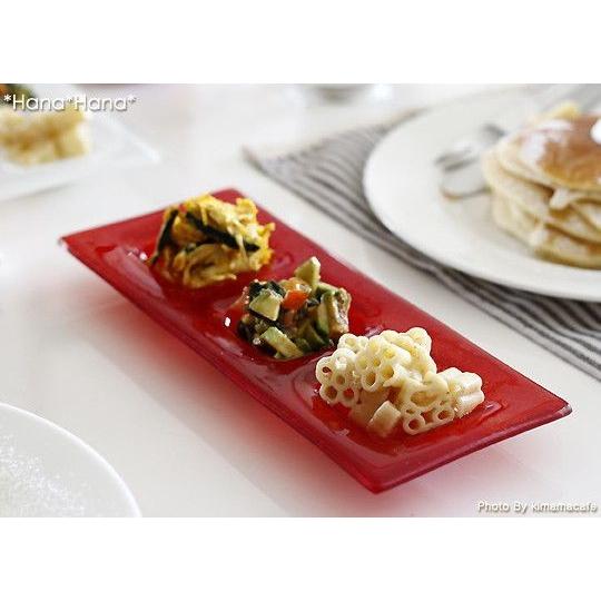 M.STYLE（エムスタイル） 食器 ガラス食器 ガラス 皿 赤 仕切皿 前菜皿