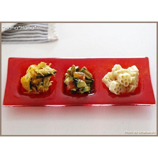 M.STYLE（エムスタイル） 食器 ガラス食器 ガラス 皿 赤 仕切皿 前菜皿