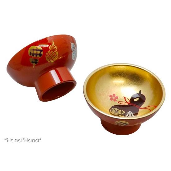 高台盃 ペアセット 六瓢 ひょうたん 漆器 山中塗 // 酒器 盃 2個セット