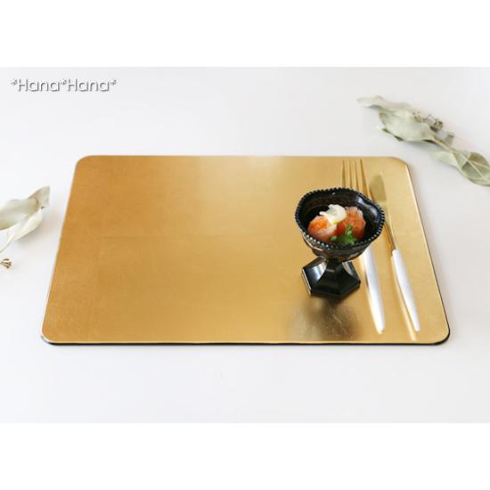 長角フラットプレイスマット S 35cm (ゴールド洋金箔) 漆器 // 折敷 和