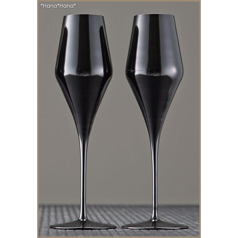 ガラス食器 グラス ワイングラス シャンパングラス 黒 おしゃれ