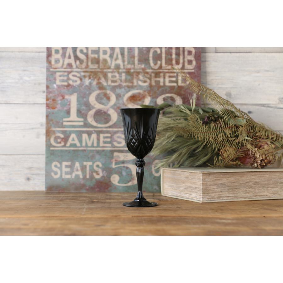 在庫限り／ガラス食器 高台グラス 脚つき ステムグラス 黒 おしゃれ