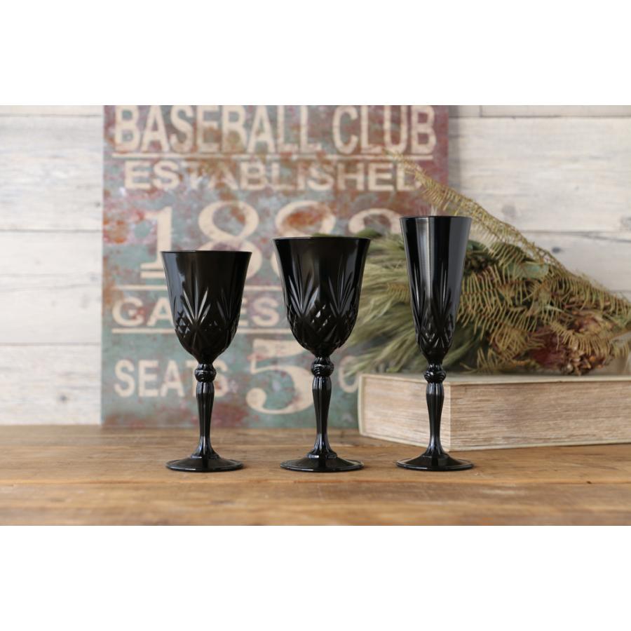 在庫限り／ガラス食器 高台グラス 脚つき ステムグラス 黒