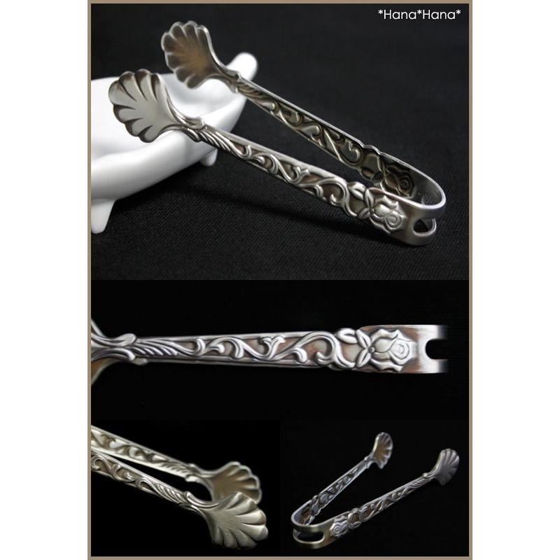 SALUS ステンレス カトラリー トング 砂糖 薬味 漬物 花柄 シュガー