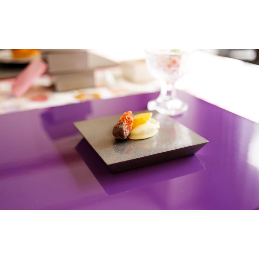 在庫限り／ 正角厚口トレー 10cm シルバー 漆器 小皿 角皿 菓子皿