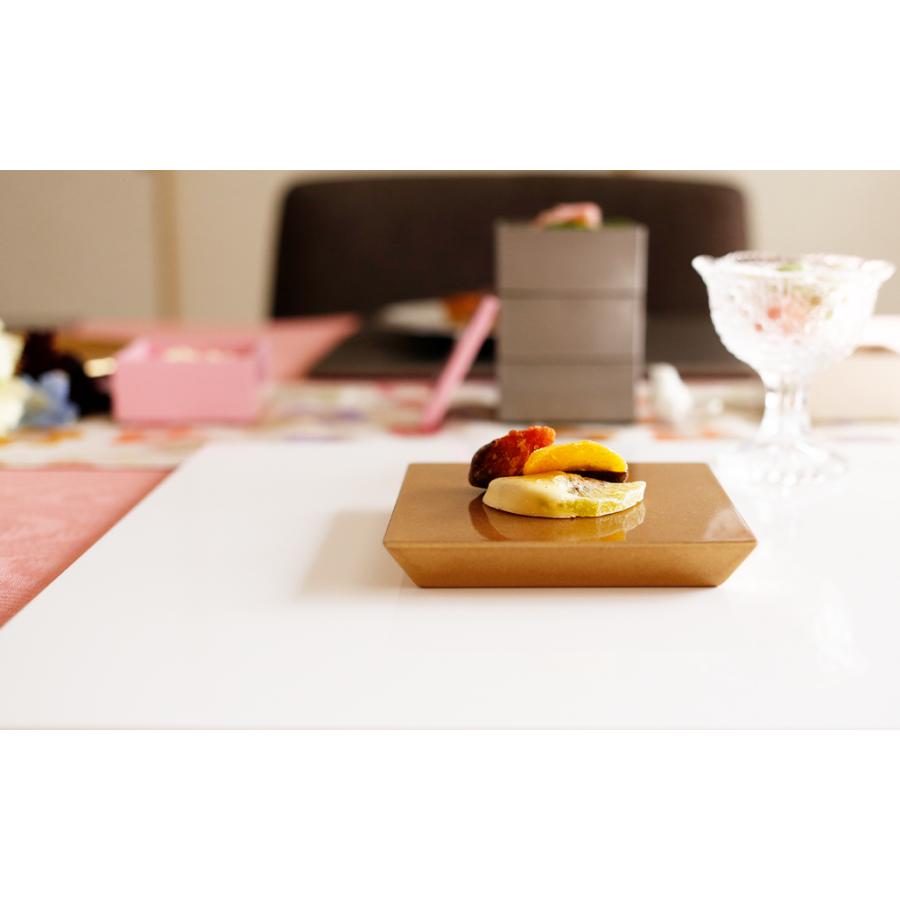 正角厚口トレー 10cm ゴールド 漆器 小皿 角皿 菓子皿 おもてなし