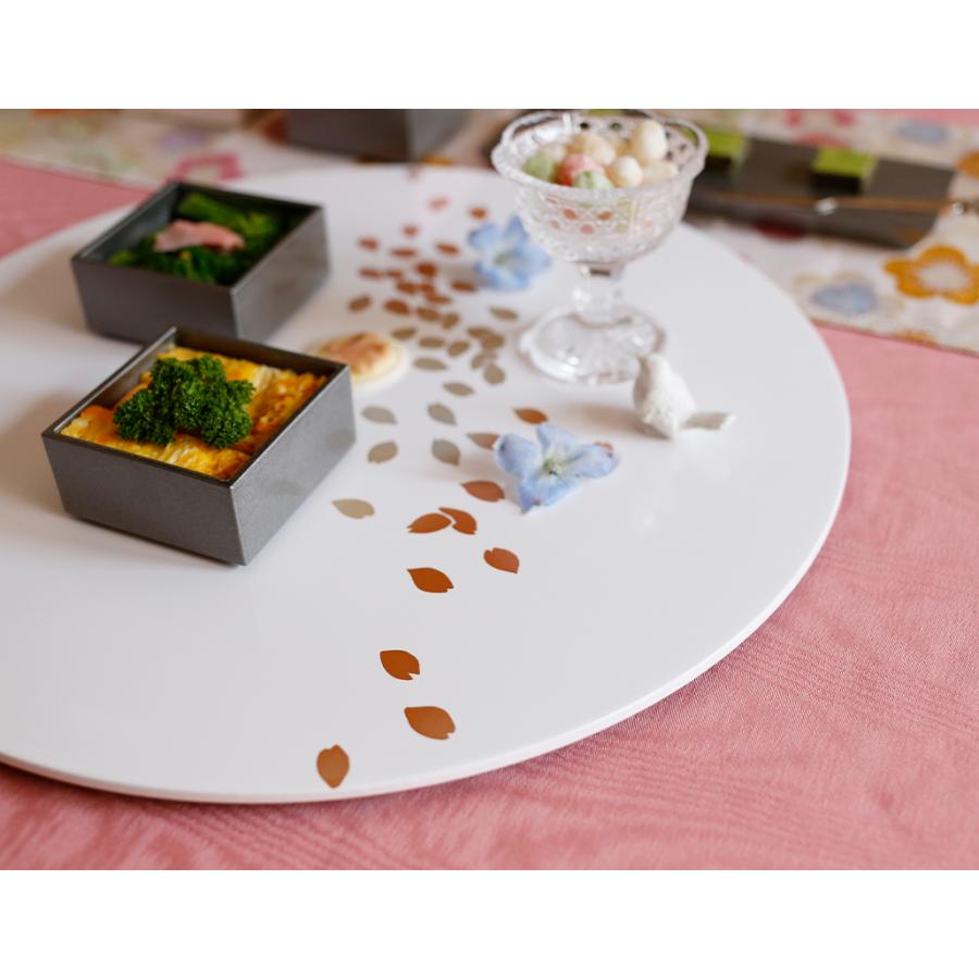 折敷　会席膳　4枚セット　新品未使用 在庫限り／ 桜 丸フラットプレイスマット 折敷 36cm ピュアホワイト