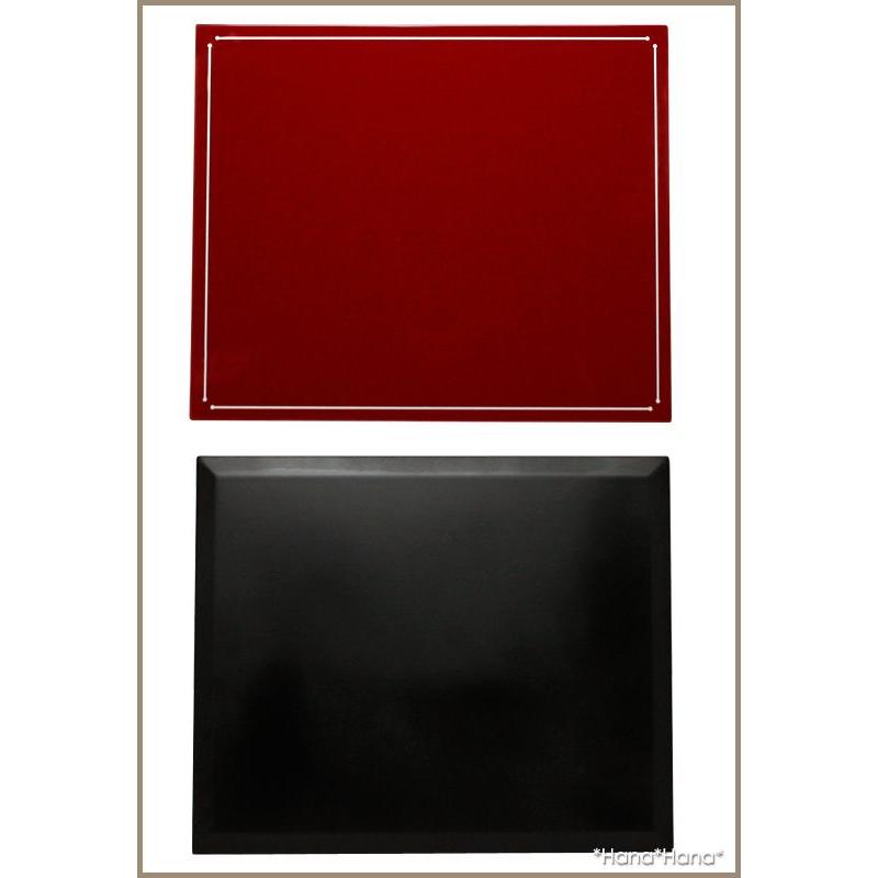 長角フラットプレイスマット 折敷 36cm レッド(ライン入り) 漆器