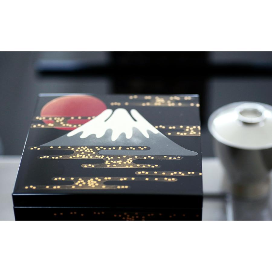 在庫限り／ 富士山 5.0 三段重箱 15cm 漆器 おせち少量用重箱 正月