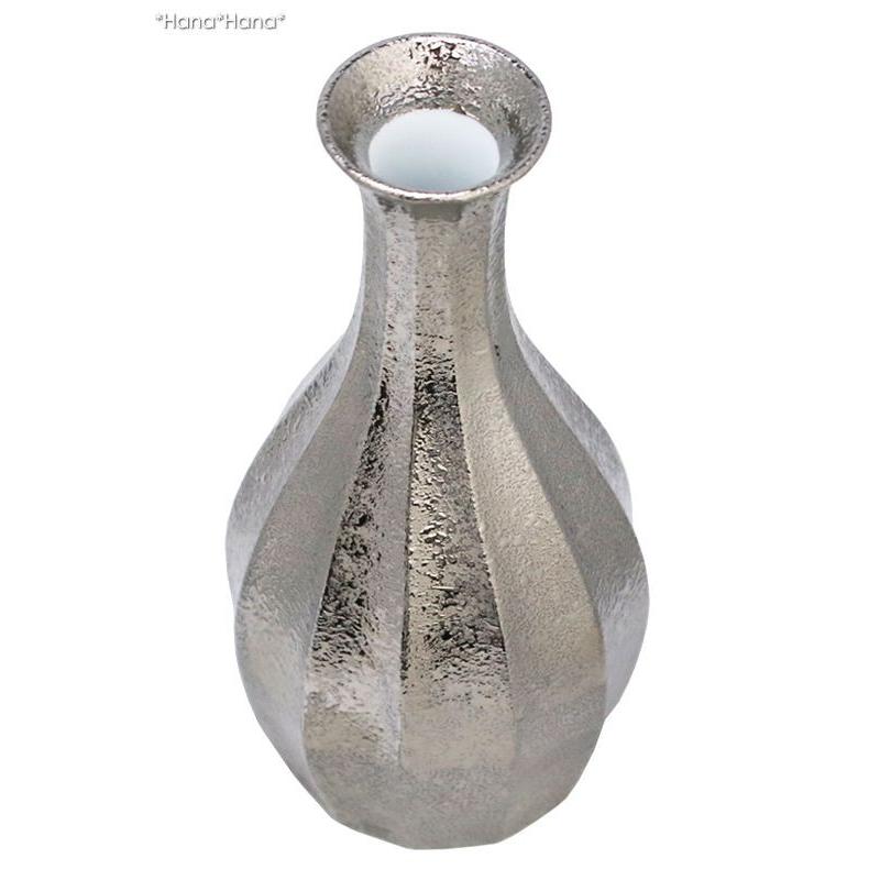 純銀製　徳利重さ75g、高さ約12センチ、珍品徳利！ 銀彩面取 徳利 200ml プラチナ シルバー 有田焼 // 和食器 食器 酒器