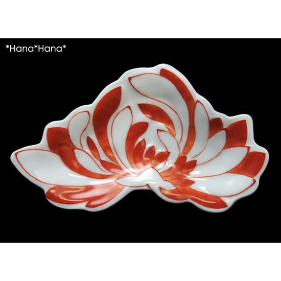 赤絵 菊花豆皿(横長) 10cm レッド 有田焼 // 和食器 食器 小皿 豆皿