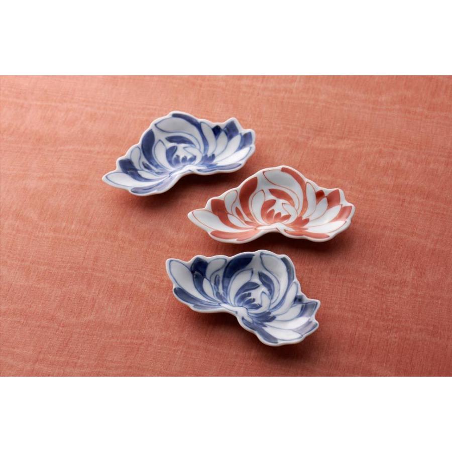 赤絵 菊花豆皿(横長) 10cm レッド 有田焼 // 和食器 食器 小皿 豆皿