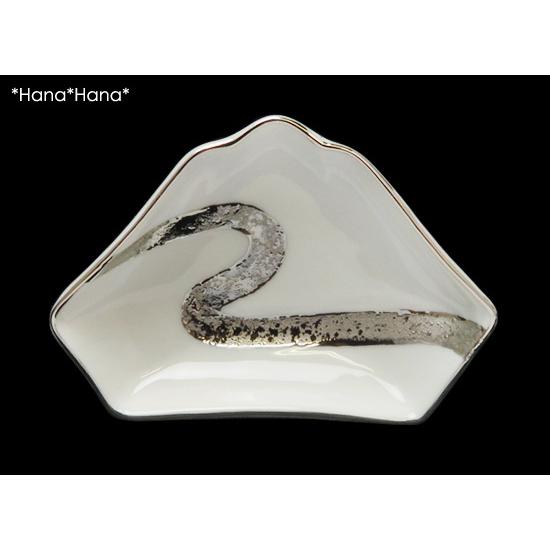 白地銀流水 富士山 豆皿 (ホワイト/プラチナ) 8cm 有田焼 // 和食器