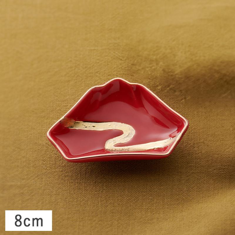 赤釉金流水 富士山 豆皿 (レッド/ゴールド) 8cm 有田焼 // 和食器 食器