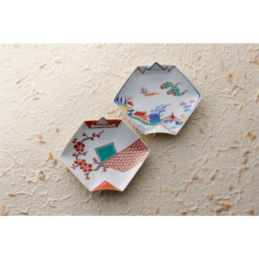 染山水 折紙型 豆皿 10.5cm // 和食器 食器 小皿 しょうゆ皿 手塩皿