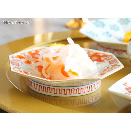 四方金花唐草 八角型 豆皿 10.5cm 有田焼 // 和食器 食器 小皿