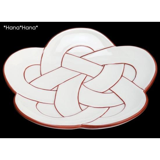 梅結び 銘々皿 (赤線) 15cm 有田焼 田清窯 // 和食器 食器 皿 小皿 取