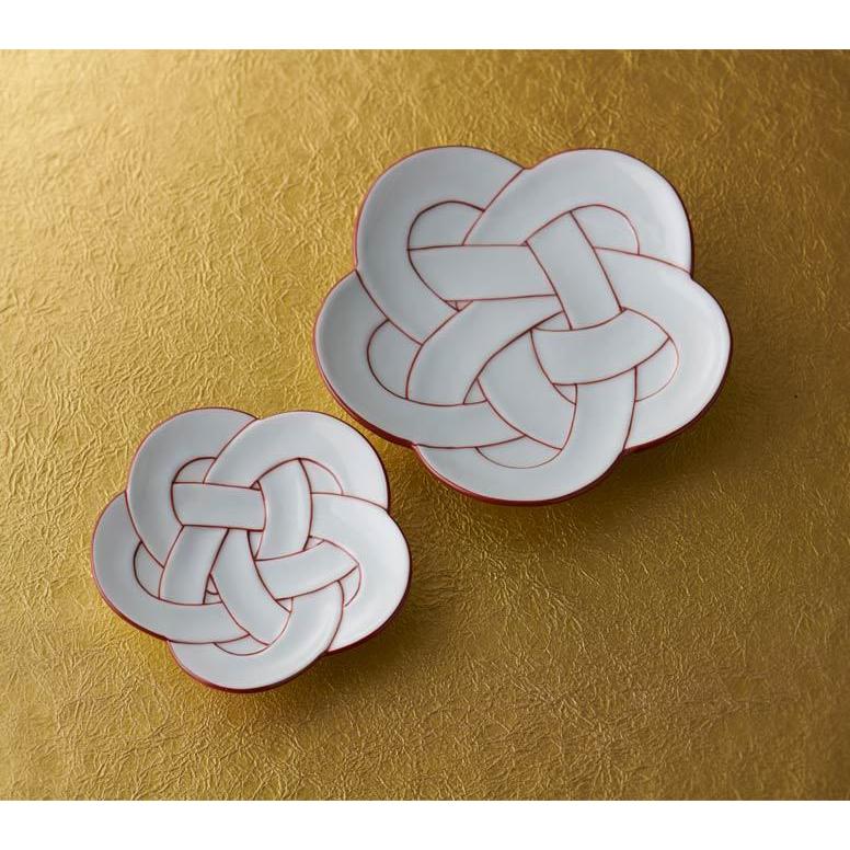 梅結び 銘々皿 (赤線) 15cm 有田焼 田清窯 // 和食器 食器 皿 小皿 取