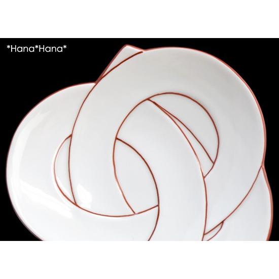 結び 銘々皿 (赤線) 15.5cm 有田焼 田清窯 // 和食器 食器 皿 小皿 取