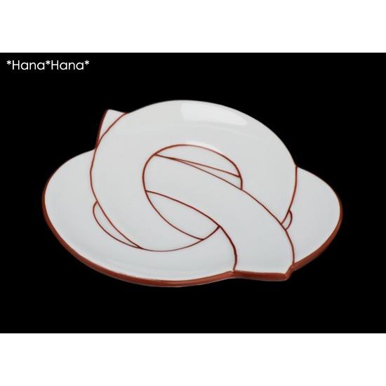 結び 小皿 (赤線) 11cm 有田焼 田清窯 // 和食器 食器 取皿 菓子皿