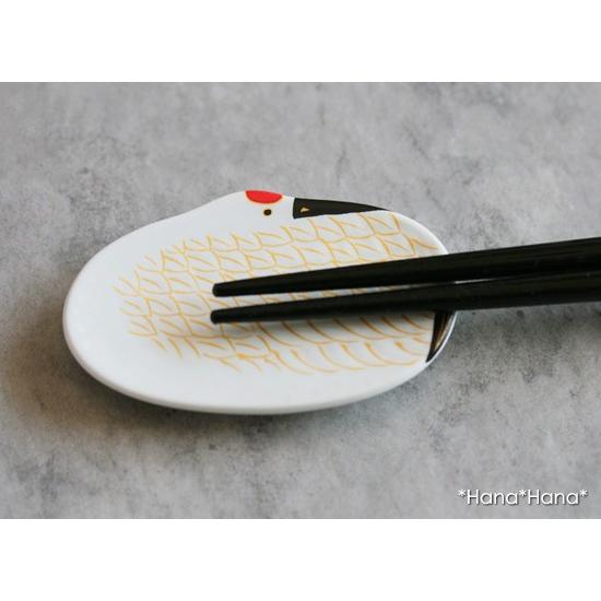 雪衣金羽ふっくら鶴 箸置き 有田焼 幸楽窯 // 和食器 食器 はしおき
