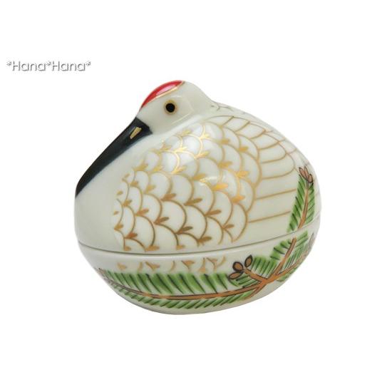 錦 巣ごもり鶴 金彩羽 蓋付き珍味鉢 (小) 6cm 有田焼 幸楽窯 // 和食器