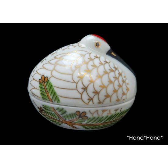 錦 巣ごもり鶴 金彩羽 蓋付き珍味鉢 (小) 6cm 有田焼 幸楽窯 // 和食器