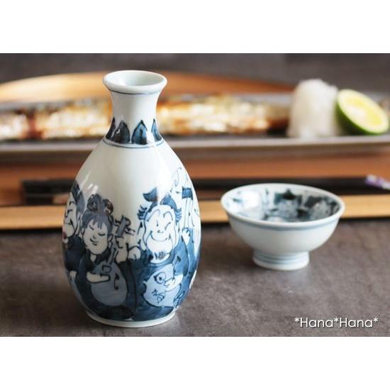 和食器 食器 酒器 とっくり 染付 七福神 四角徳利 1合 200ml 有田焼