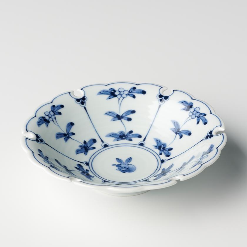 割草花うさぎ雪輪型 平鉢 15.5cm 高山窯 有田焼 // 和食器 食器 正月