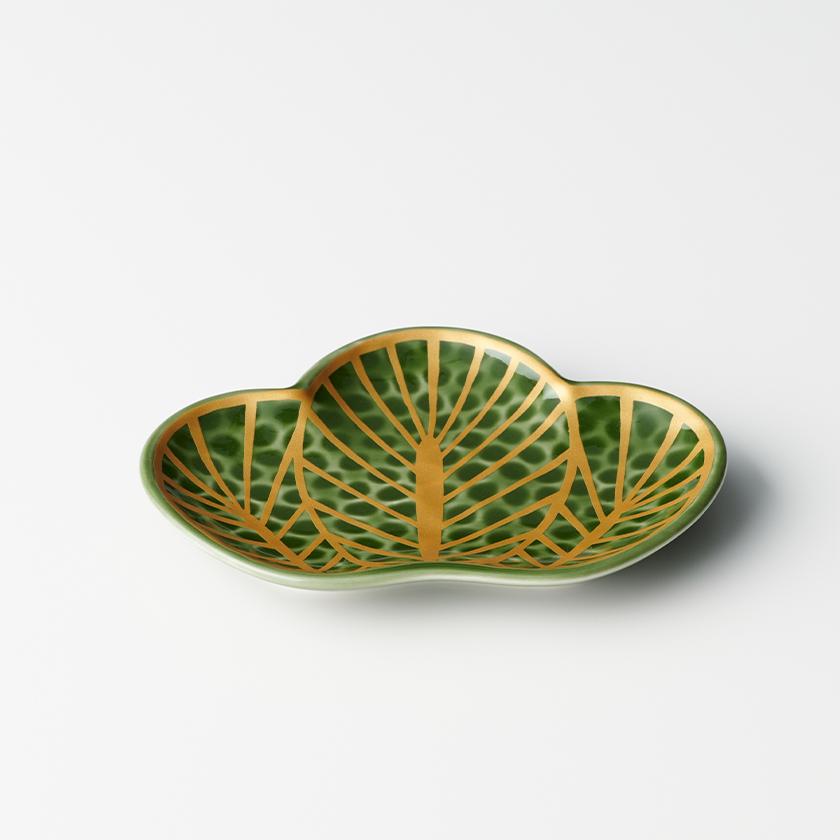 錦茶緑金松葉型 銘々皿 13.3cm 幸楽窯 有田焼// ありたやき 佐賀 錦茶緑金松葉型 銘々皿 13.3cm 幸楽窯 有田焼// ありたやき 佐賀