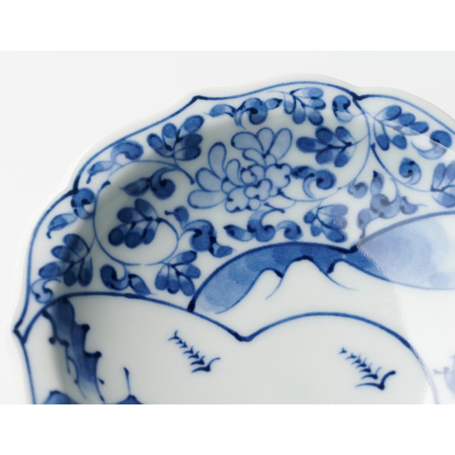 間取山水百景 桔梗高台皿 10cm 有田焼//高台皿 皿 プレート 鉢