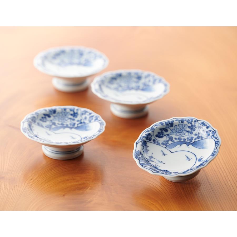 間取山水百景 桔梗高台皿 10cm 有田焼//高台皿 皿 プレート 鉢