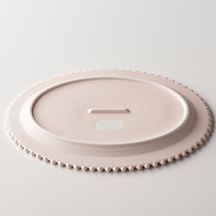 ティアラ オーバルプレート 29.5cm マットピンク ベビーカラー 美濃焼