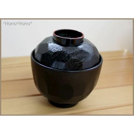 亀甲小吸物椀 黒天朱 蓋付き 9.6cm 漆器 和食器 食器 椀 おわん 汁椀