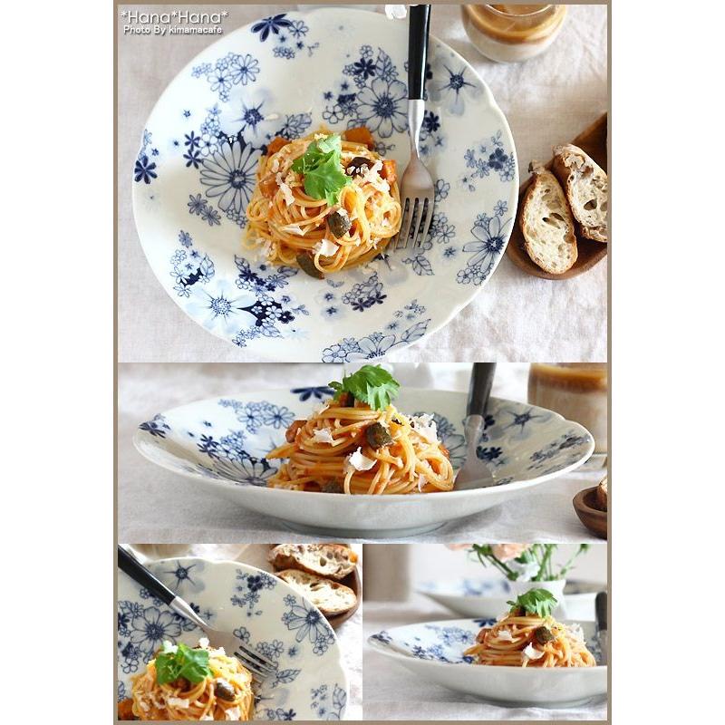 色鮮やかな花模様の陶器大皿 610】彩華花皿（大） 灰白色 縦幅18.5cm 横幅18.5cm 高さ3.8cm