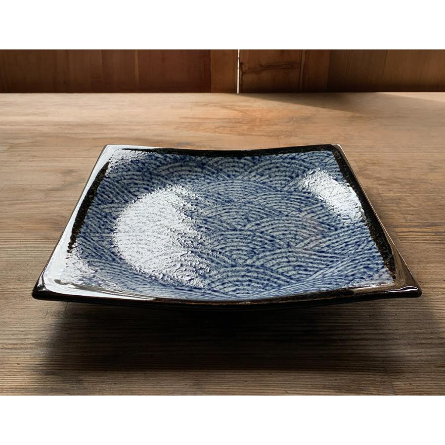 大特価品／ 青海波渕黒角大皿 23.3cm 美濃焼 磁器 食器洗浄機対応 電子
