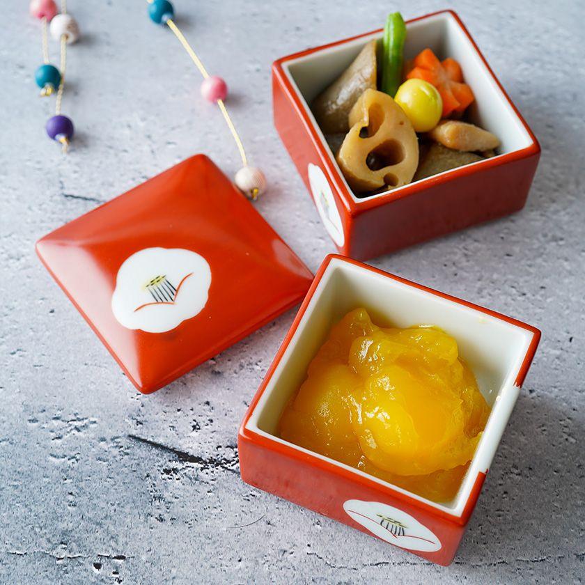蔵珍窯　椿　陶箱　重箱 3個セット 蔵珍窯（ぞうほうがま） 椿 陶器 ミニ 重箱 2段 珍味鉢 6.7cm (お