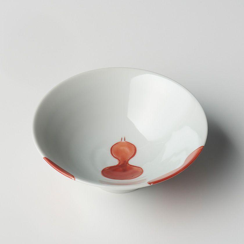 蔵珍窯（ぞうほうがま） 六瓢赤絵 平茶碗 (お取り寄せ品)// 美濃焼