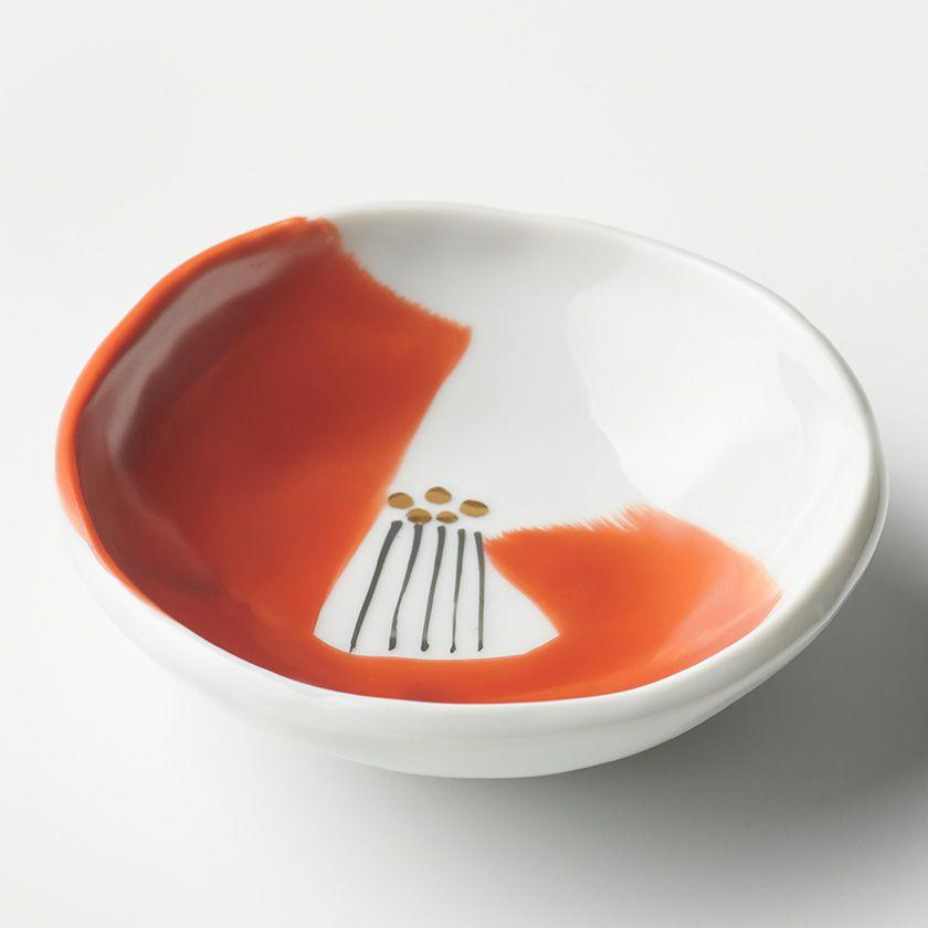 蔵珍窯（ぞうほうがま） 赤椿 深豆皿 10cm (お取り寄せ品)// 美濃焼 椿