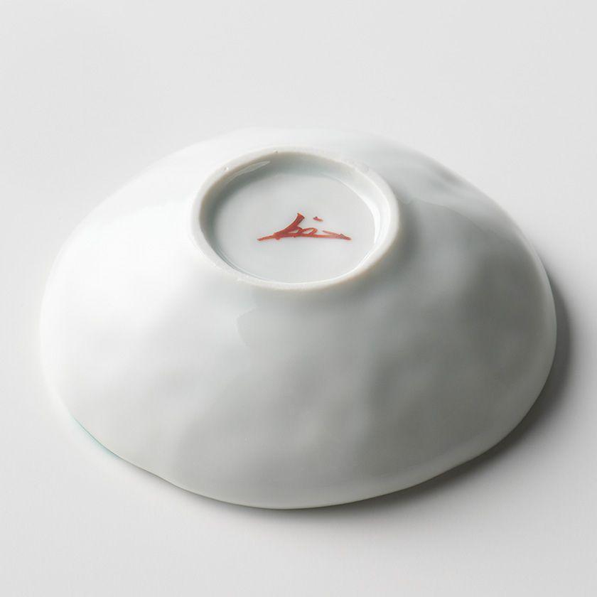 蔵珍窯（ぞうほうがま） 色絵椿 深豆皿 10cm (お取り寄せ品)// 美濃焼