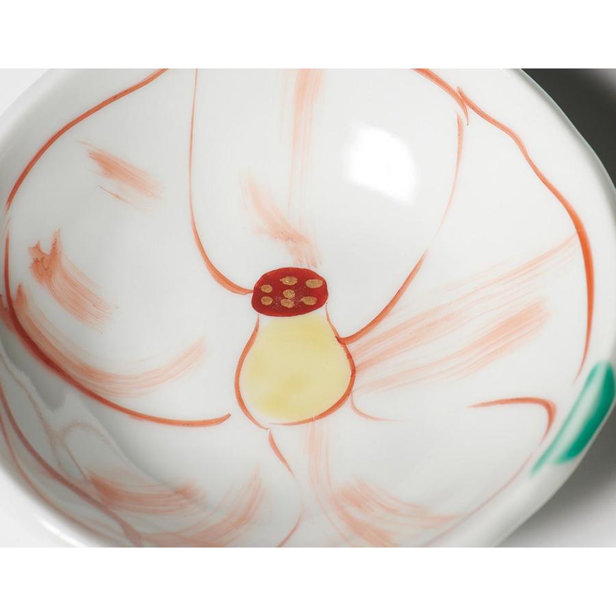 蔵珍窯（ぞうほうがま） 色絵椿 深豆皿 10cm (お取り寄せ品)// 美濃焼