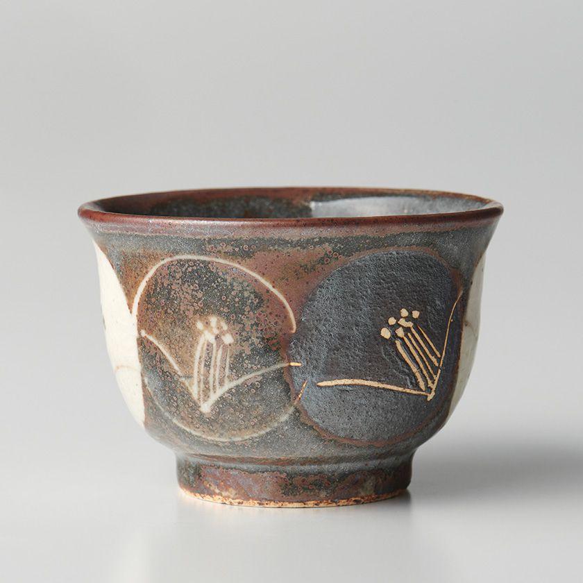 蔵珍窯 鼠志野椿 煎茶碗 湯呑み 230ml (お取り寄せ品)// 美濃焼