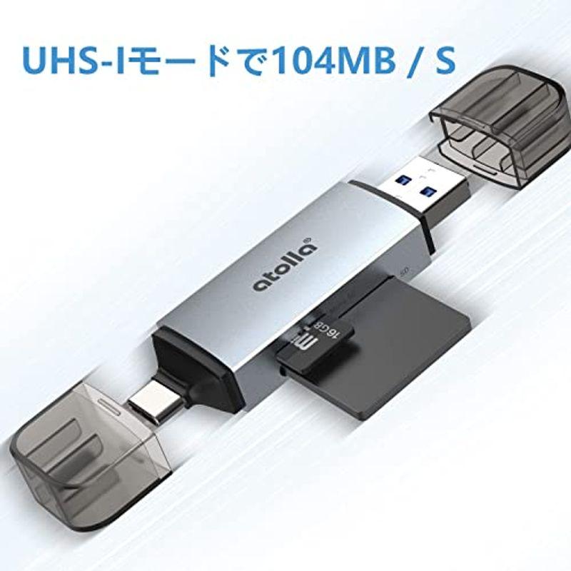 与え Atolla SDカードリーダー 2-in-1 SDHC SDXC RS-M USB3.0 同時読み書き カードリーダー Type C SD  マザーボード