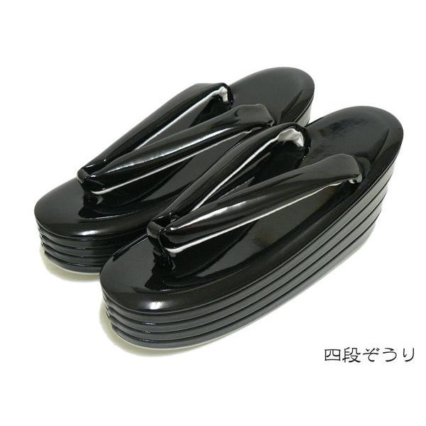 草履 かかとの高い 四段 ぞうり 四枚芯草履 厚底 4枚芯 ぞうり 黒色 M  