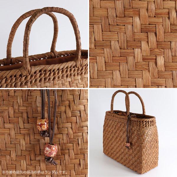 山葡萄籠バッグ　柿渋巾着付き 楽天市場】【20%OFF】山葡萄 籠バッグ 柿渋染め 巾着 変わり斜め