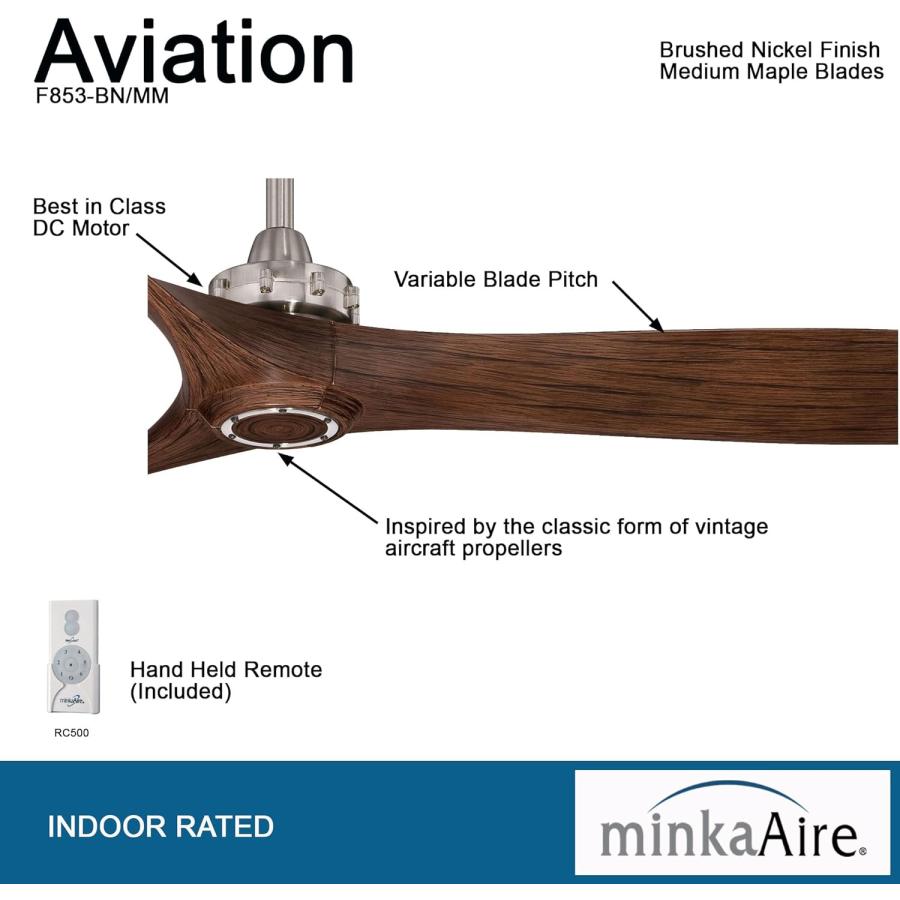 安心の日本製 Minka-Aire F853-WH、アビエーションホワイト60インチ　天井ファン　リモートコントロール付き 60inch F853-BN/MM 1　並行輸入品