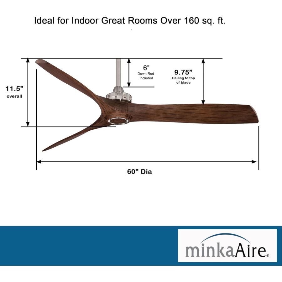 安心の日本製 Minka-Aire F853-WH、アビエーションホワイト60インチ　天井ファン　リモートコントロール付き 60inch F853-BN/MM 1　並行輸入品