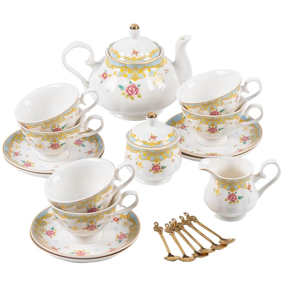 Daveinmic 21 Piece Porcelain Tea Set British Royal Tea Sets for Women